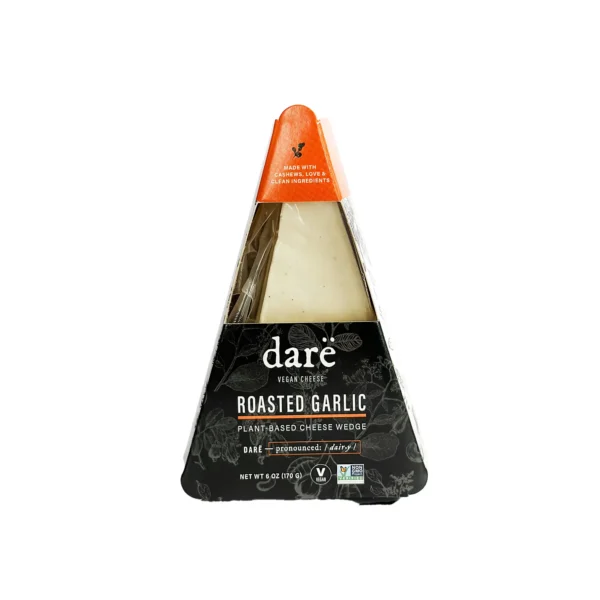 Darë Vegan Cheese - Roasted Garlic Plant-Based Vegan Cheese Wedge