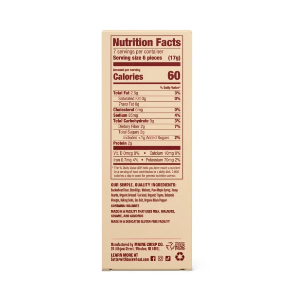 Maine Crisp Company - Buckwheat Crackers Savory Fig and Thyme - Image 2